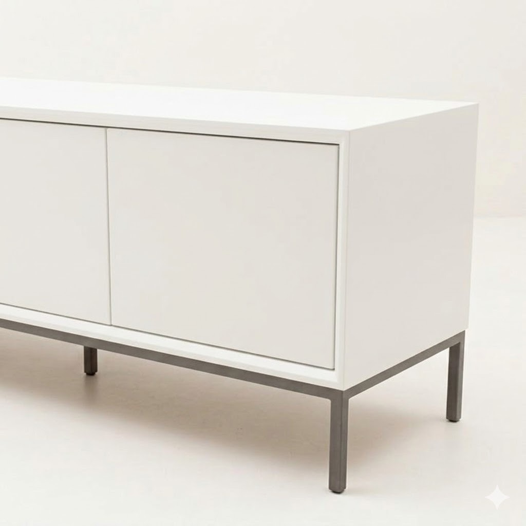 Möbelfolie Weiß auf einem Sideboard, digital erzeugte Darstellung