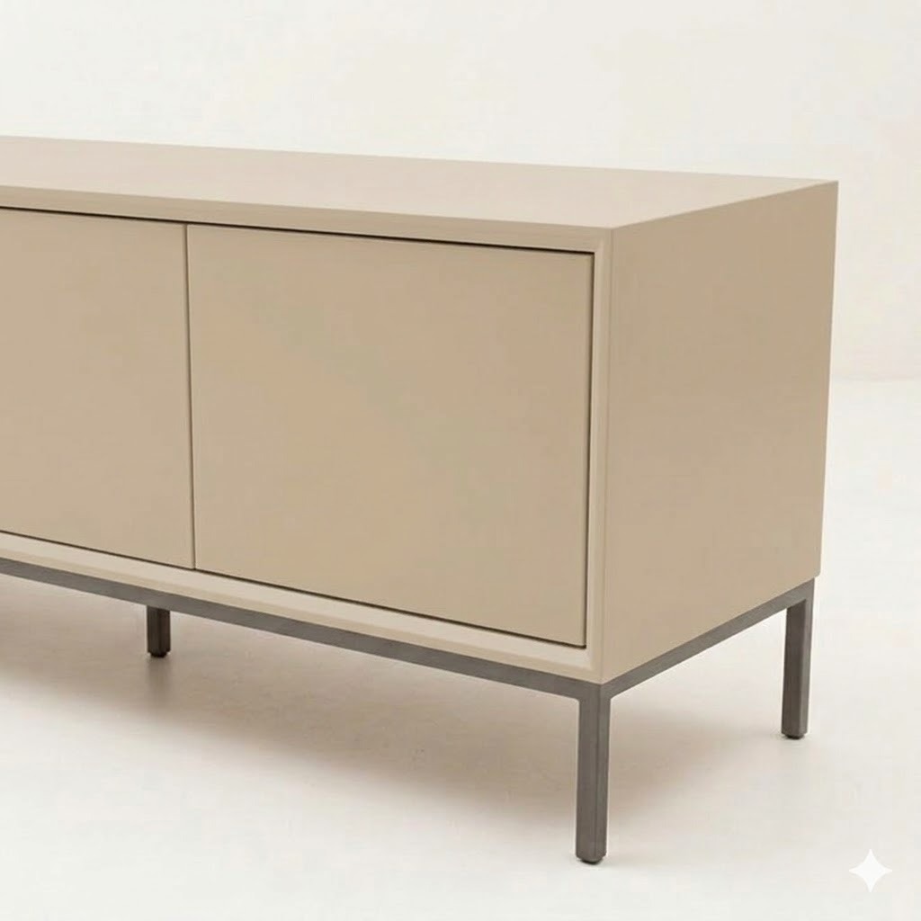 Möbelfolie Beige auf einem Sideboard, digital erzeugte Darstellung