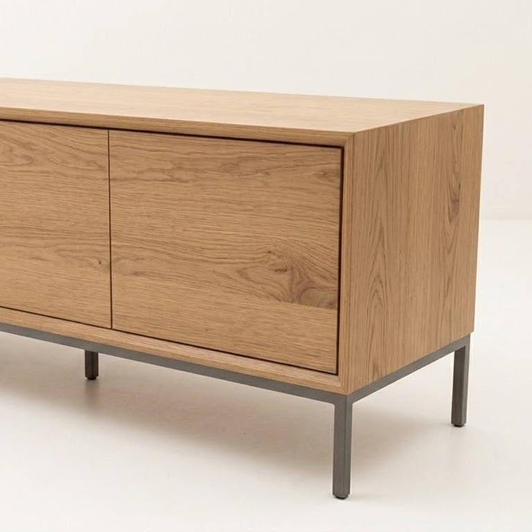 Möbelfolie Holz Hell auf einem Sideboard, digital erzeugte Darstellung